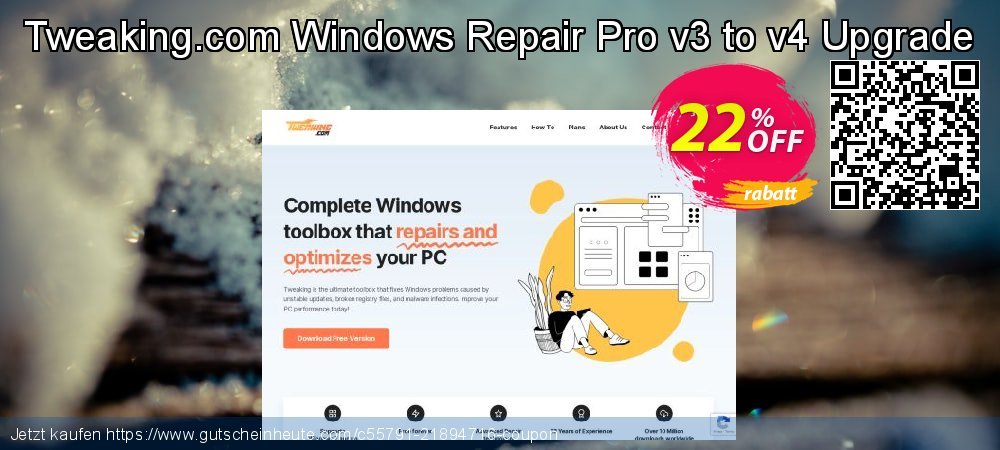 Tweaking.com Windows Repair Pro v3 to v4 Upgrade wunderschön Beförderung Bildschirmfoto
