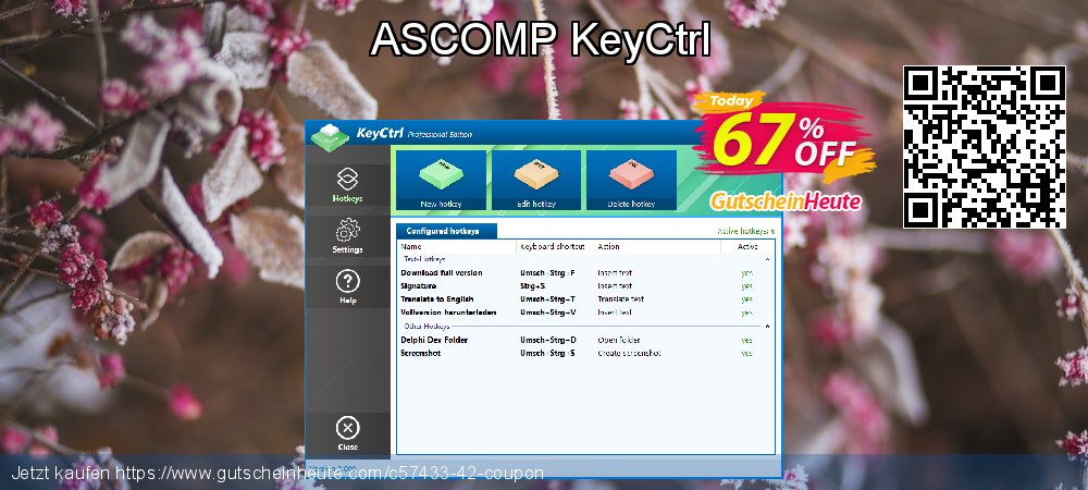 ASCOMP KeyCtrl wunderschön Beförderung Bildschirmfoto
