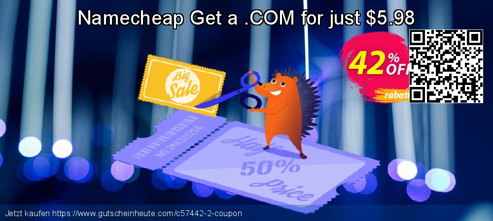 Namecheap Get a .COM for just $5.98 ausschließlich Preisnachlass Bildschirmfoto