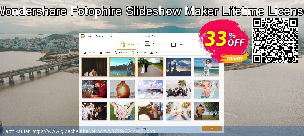Wondershare Fotophire Slideshow Maker Lifetime License umwerfenden Ausverkauf Bildschirmfoto