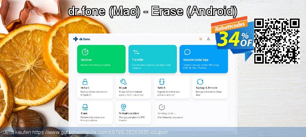 dr.fone - Mac - Erase - Android  wunderbar Verkaufsförderung Bildschirmfoto