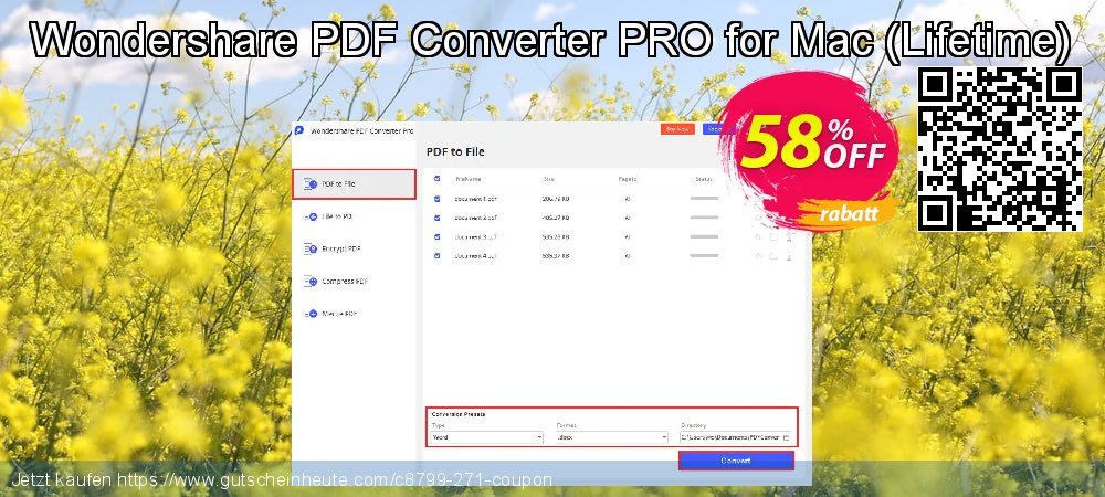 Wondershare PDF Converter PRO for Mac - Lifetime  umwerfende Ermäßigung Bildschirmfoto