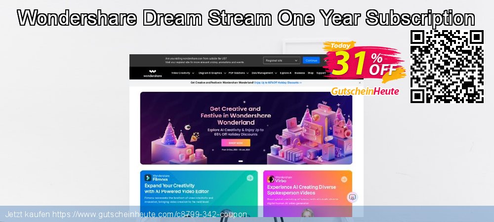 Wondershare Dream Stream One Year Subscription ausschließlich Ausverkauf Bildschirmfoto