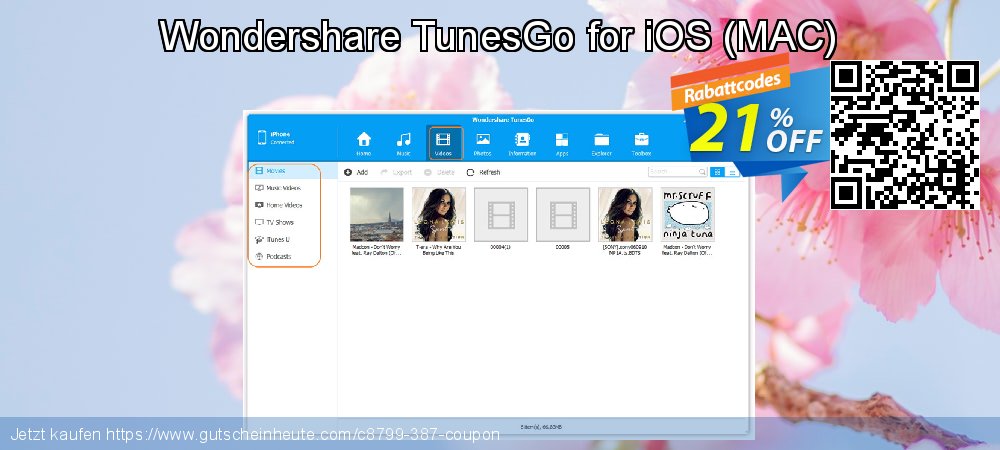 Wondershare TunesGo for iOS - MAC  überraschend Promotionsangebot Bildschirmfoto