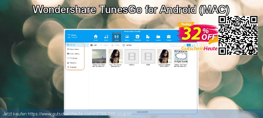 Wondershare TunesGo for Android - MAC  formidable Nachlass Bildschirmfoto