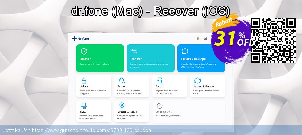 dr.fone - Mac - Recover - iOS  umwerfende Verkaufsförderung Bildschirmfoto
