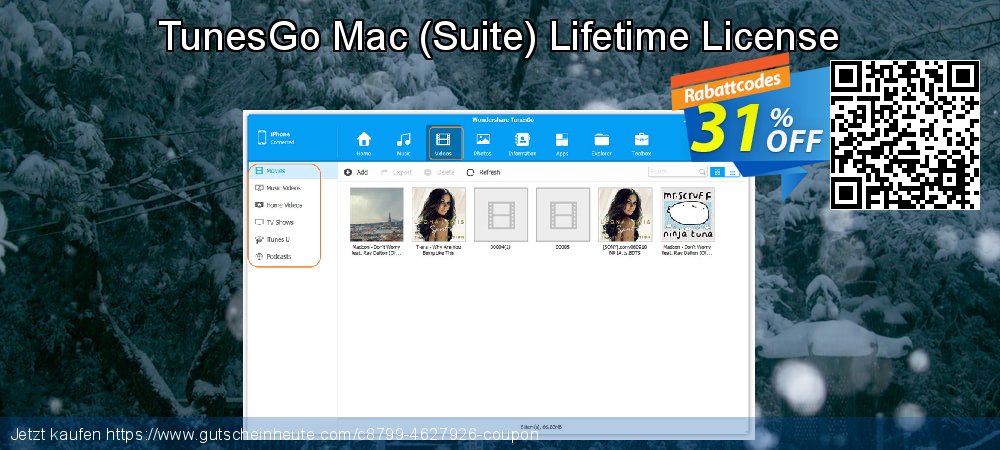 TunesGo Mac - Suite Lifetime License uneingeschränkt Preisnachlässe Bildschirmfoto