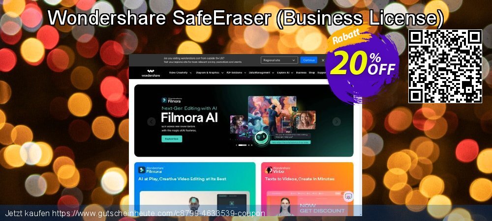 Wondershare SafeEraser - Business License  ausschließenden Nachlass Bildschirmfoto