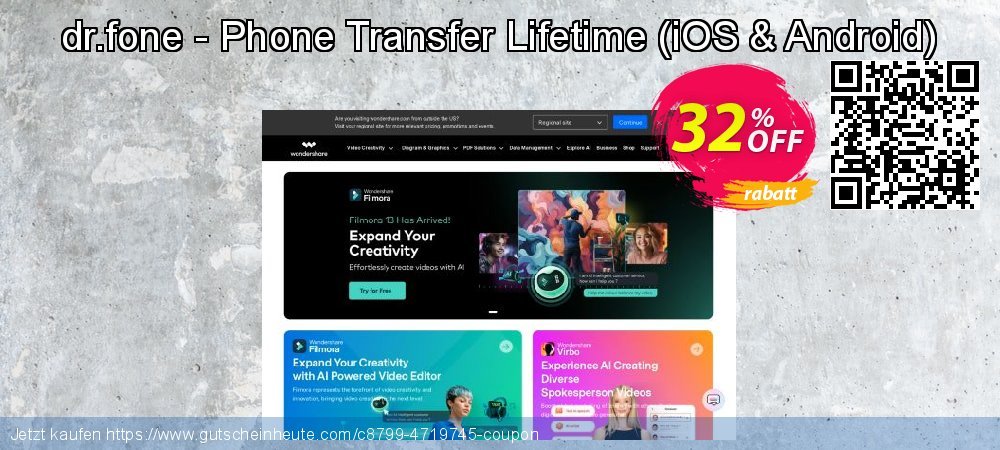 dr.fone - Phone Transfer Lifetime - iOS & Android  spitze Promotionsangebot Bildschirmfoto