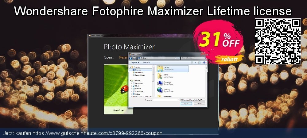 Wondershare Fotophire Maximizer Lifetime license verwunderlich Preisnachlässe Bildschirmfoto